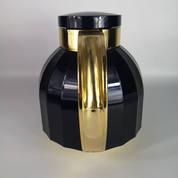 Vintage Insulated Coffee  Carafe Thermal Glass Flask Metallic Blue & Gold Retro - Picture 4 of 16